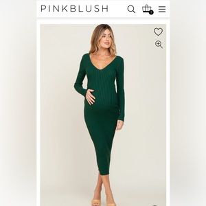 Pinkblush- Forest Green Long Sleeve Maternity Dress